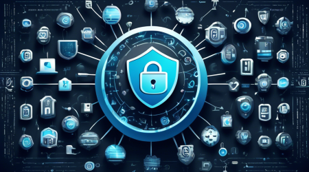 Create an image of a digital shield made of various symbols representing online privacy, such as locks, keys, and encryption codes, surrounding and protecting a floating globe. The background should feature a modern, high-tech interface with some recognizable icons of popular online privacy protection services subtly integrated into the design.