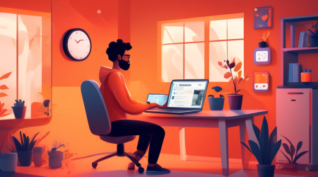 Create a detailed digital illustration of a person using a laptop in a cozy home setting. The screen displays the Avast Online Security and Privacy Extension active and protecting the user. Surround the scene with icons symbolizing internet safety, privacy, and protection, like shields, padlocks, and secure browsing indicators. The atmosphere should convey a sense of security and peace of mind.