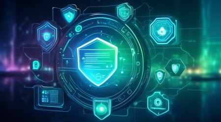 Create an image featuring a futuristic digital interface showcasing various virtual private browsing options, each represented as uniquely designed holographic icons. The interface should convey a sense of security and privacy, with shields, locks, and privacy symbols subtly integrated into the design. The background should depict a calm, tech-inspired environment, illuminated by soft blue and green hues to emphasize the theme of safe online browsing.